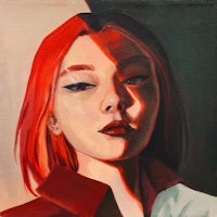 a painting of a woman with red hair